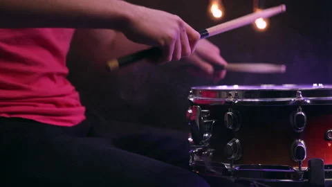 Man playing on snare with drumsticks. Stock Footage 145199592
