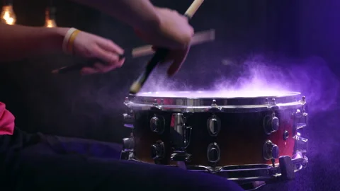 Man playing on snare with drumsticks. Stock Footage 145201855