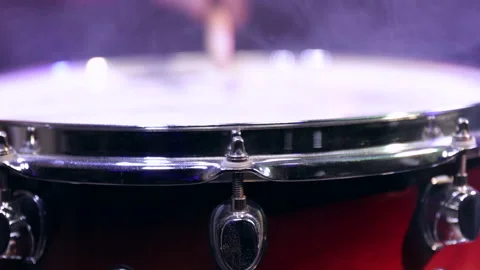 Man playing on snare with drumsticks. Stock Footage 145311488