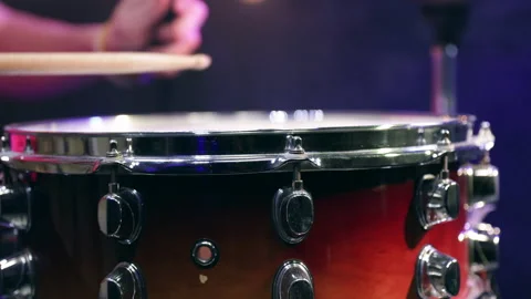 Man playing on snare with drumsticks. Stock Footage 145315515