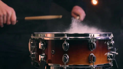 Man playing on snare with drumsticks. Stock Footage 145396273