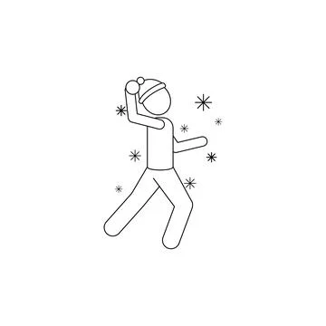 Man playing snowballs icon. Element of winter elements illustration. Thin line 스톡 일러스트