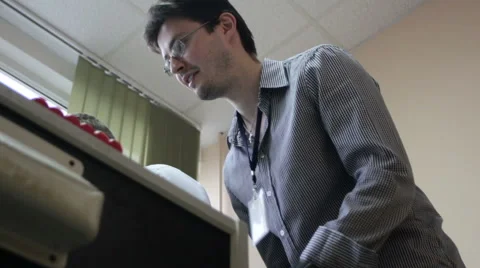 Man playing table soccer. bottom view Stock Footage 61145720