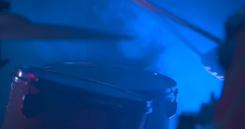 Man Playing the Tom Drums During a Concert Stock Footage 98967629