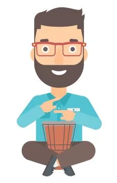 Man playing tomtom. Stock Illustration