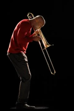 Man Playing Trombone Stock Photos