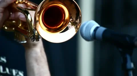 A man playing on trumpet Stock Footage