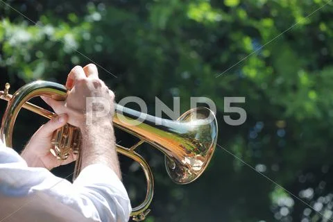 Man playing trumpet Stock Photos