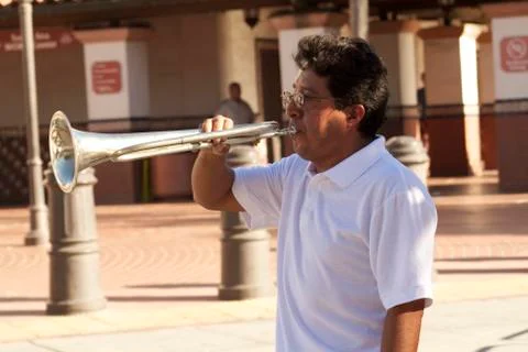 Man Playing Trumpet Stock Photos