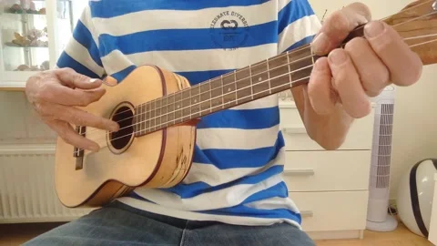 Man playing ukulele 4K Stock Footage 194306258