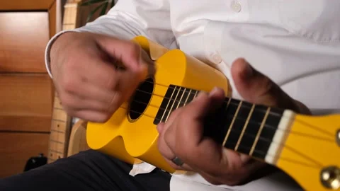 Man playing ukulele Video stock 208881956