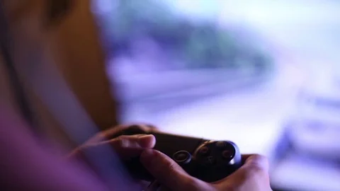 Man Playing Video Game on Console Stock Footage 69746133
