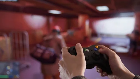Man Playing Video Game On Console Stockbeeldmateriaal 106379181