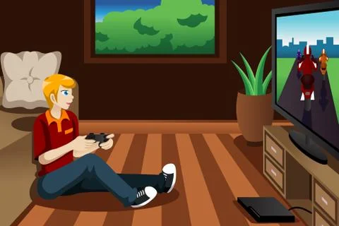 Man playing video game Illustrazione stock