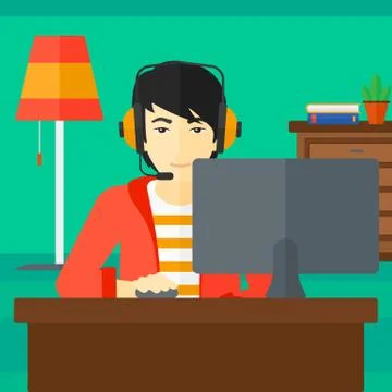 Man playing video game Stock Illustration