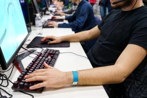 Man playing a video game 스톡 사진
