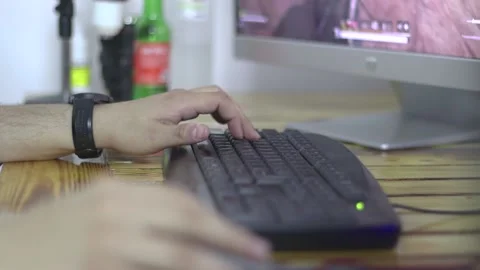 Man Playing Video Games With PC Stock Footage 233858699