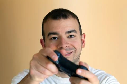 Man Playing Video Games Stock Photos