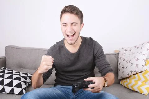 Man playing videogames. Stock Photos