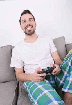 Man playing videogames. Stock Photos