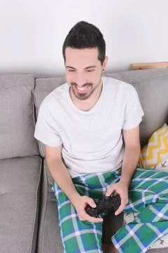 Man playing videogames. Stock Photos