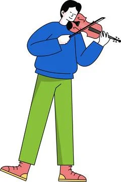 Man playing the violin practice 스톡 일러스트