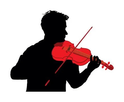 Man playing violin vector silhouette illustration isolated Illustrazione stock