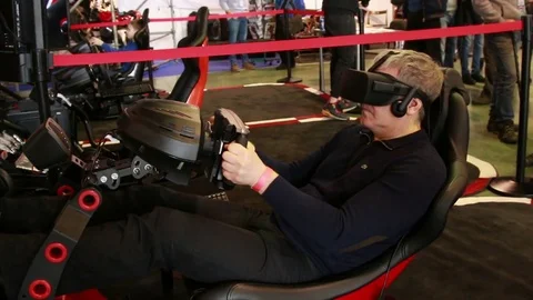 Man playing virtual reality video game. Stock Footage 72343978