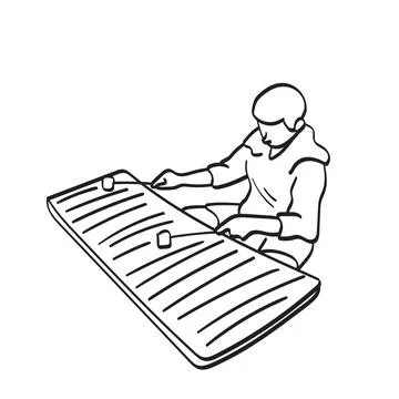 Man playing xylophone illustration vector hand drawn isolated Stock Illustration