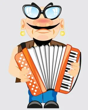 Man plays on accordeon Stock Illustration