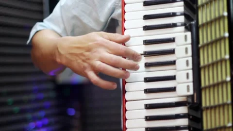 A man plays an accordion Stock Footage 133485733