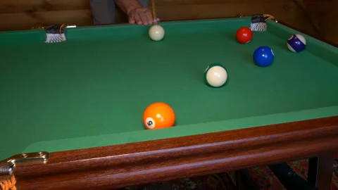 Man plays billiards. Billiard player misses the pocket with fifth ball. Stock Footage 204941902
