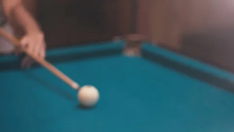Man plays billiards close-up Stock Footage 73819585