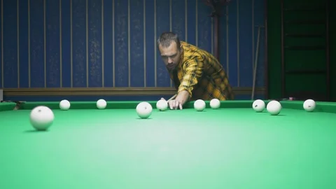 Man plays billiards. the concept of billiards, hobbies, sports Stock Footage 117030885
