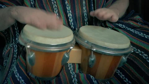 Man Plays Bongo Drums Closeup Stock Footage 278289406