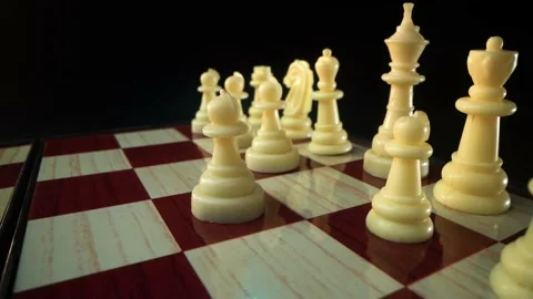 Man plays chess and makes the first move a pawn. 4k macro shot Video stock 155926110