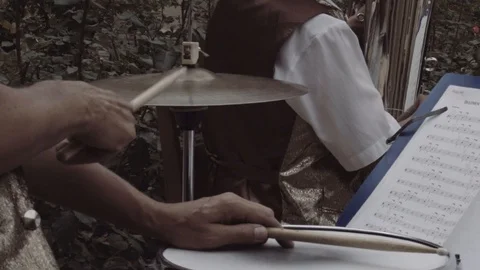 A man plays on a drumkit Stock-Footage 95999504