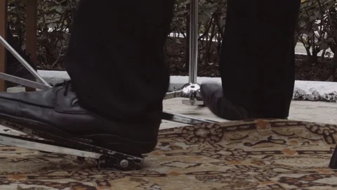 A man plays on a drumkit Stock Footage 95999528