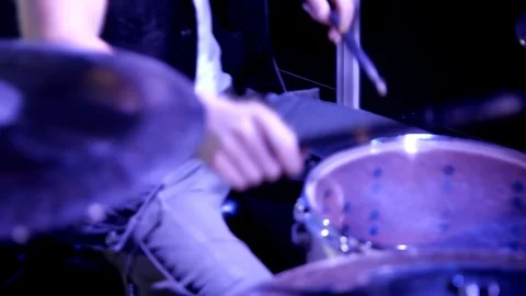 A man plays the drums Stock Footage 93543192