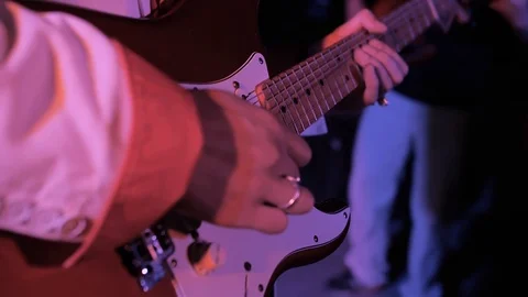 Man plays the electric guitar Stock Footage 116088025