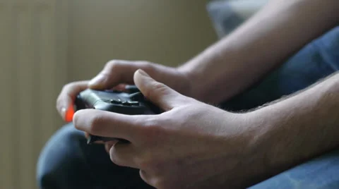 Man Plays Game With Controller Stock Footage 37778327