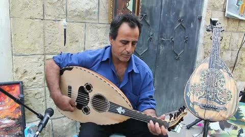 A man plays the Oud guitar 스톡 동영상 12304100