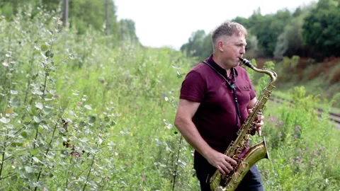 The Man Plays The Saxophone Video stock 91867802