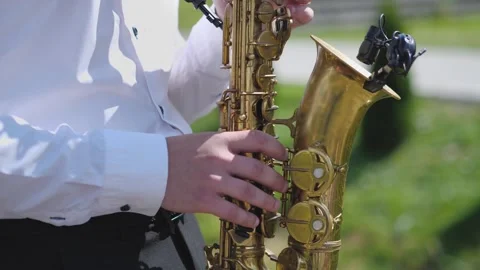A man plays the saxophone. Stock-Footage 267682077