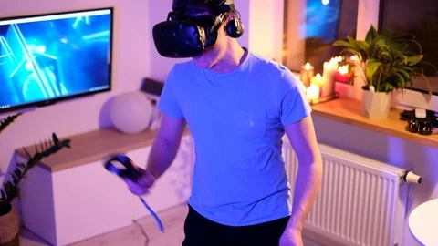 Man plays VR video game. Stock Footage 102251183
