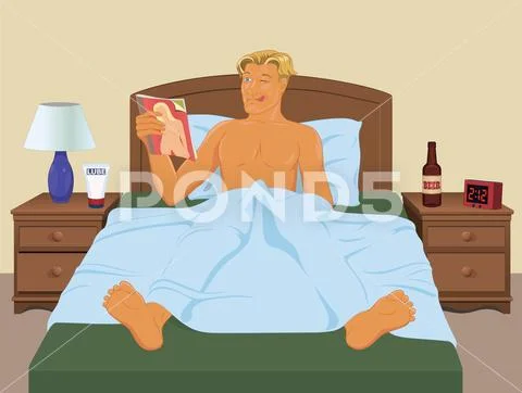 Man Pleasuring Himself Stock Illustration