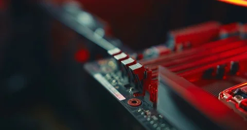 A man plug in two RAM boards into the motherboard Stock Footage 125916779