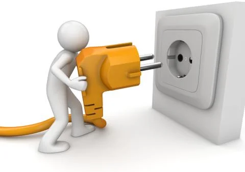 Man plugging ac power cord Stock Illustration