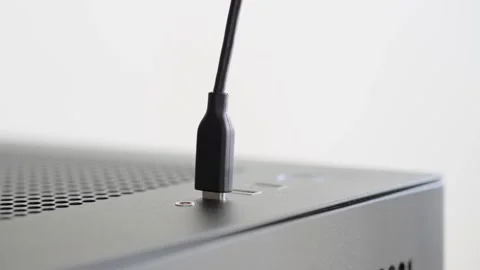 Man plugging and unplugging a USB cable. USB type-C. Computer. Close up Stock Footage 305133934