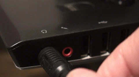 Man plugging the Audio Jack 1 Stock Footage 35509555